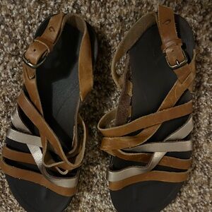 Brown and Black Strappy Sandals